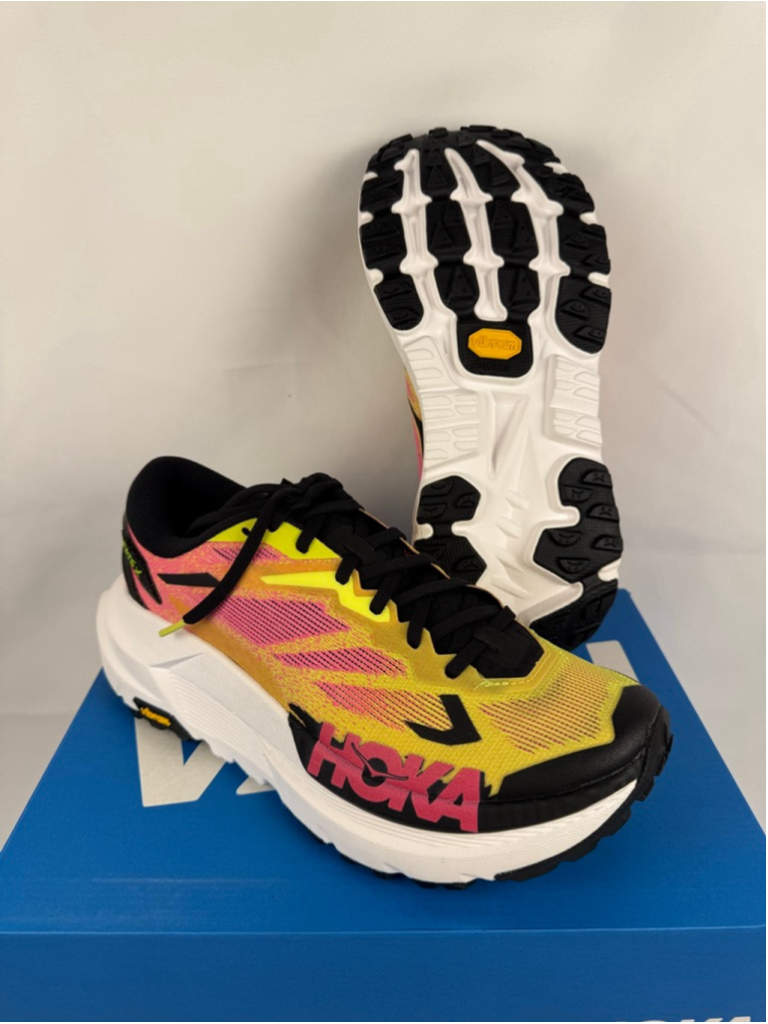 Men's Hoka Mafate X Athletic Shoes 8 Yellow Pink